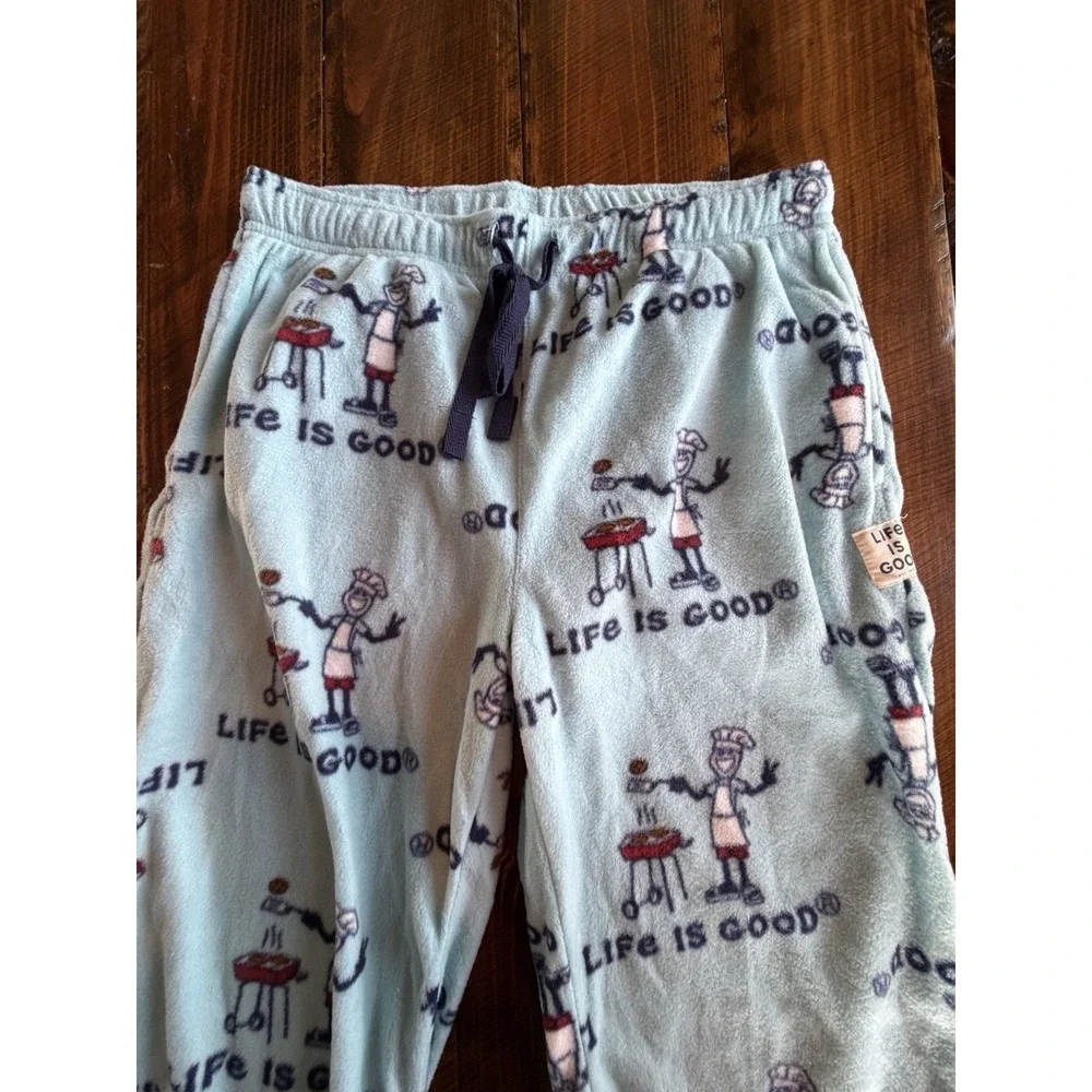 Life is Good men's fleece lounge pants BBQ Jake graphic print loungewear Sz M